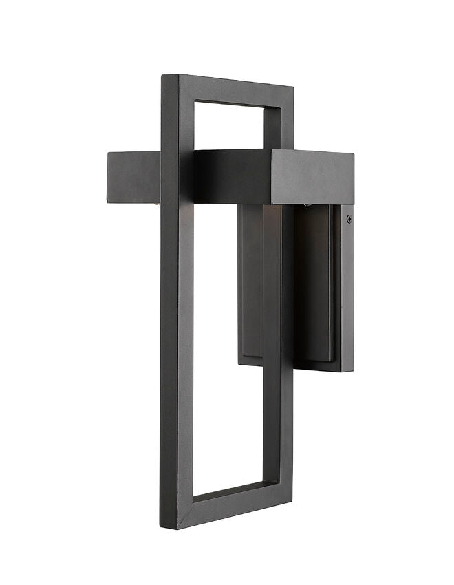 Z-Lite Luttrel 7" 1-Light LED Black Outdoor Wall Sconce With Frosted Glass Shade