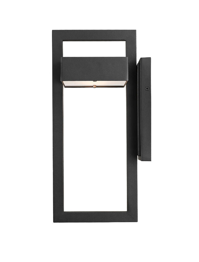 Z-Lite Luttrel 7" 1-Light LED Black Outdoor Wall Sconce With Frosted Glass Shade