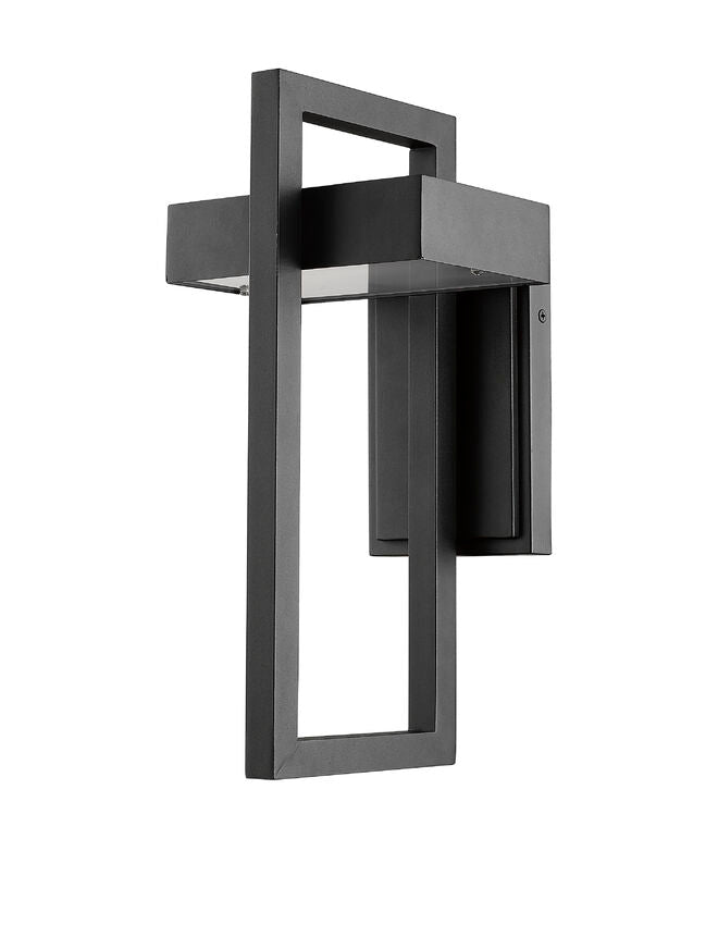 Z-Lite Luttrel 7" 1-Light LED Black Outdoor Wall Sconce With Frosted Glass Shade