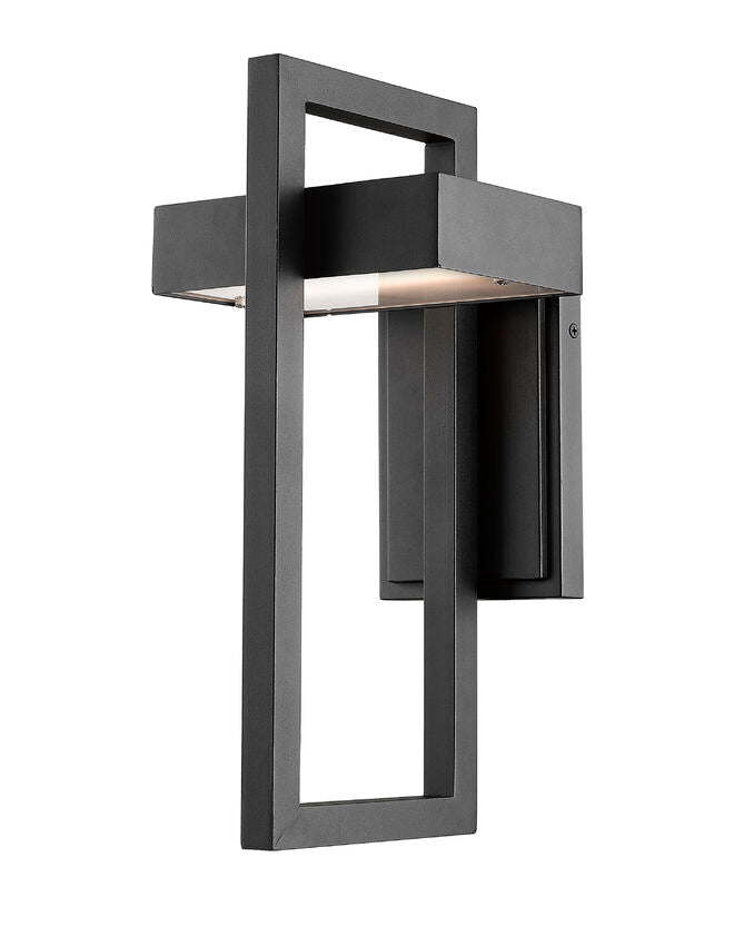 Z-Lite Luttrel 7" 1-Light LED Black Outdoor Wall Sconce With Frosted Glass Shade