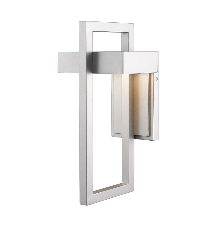 Z-Lite Luttrel 7" 1-Light LED Silver Outdoor Wall Sconce With Frosted Glass Shade