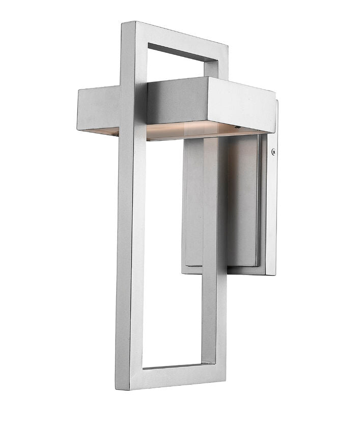 Z-Lite Luttrel 7" 1-Light LED Silver Outdoor Wall Sconce With Frosted Glass Shade
