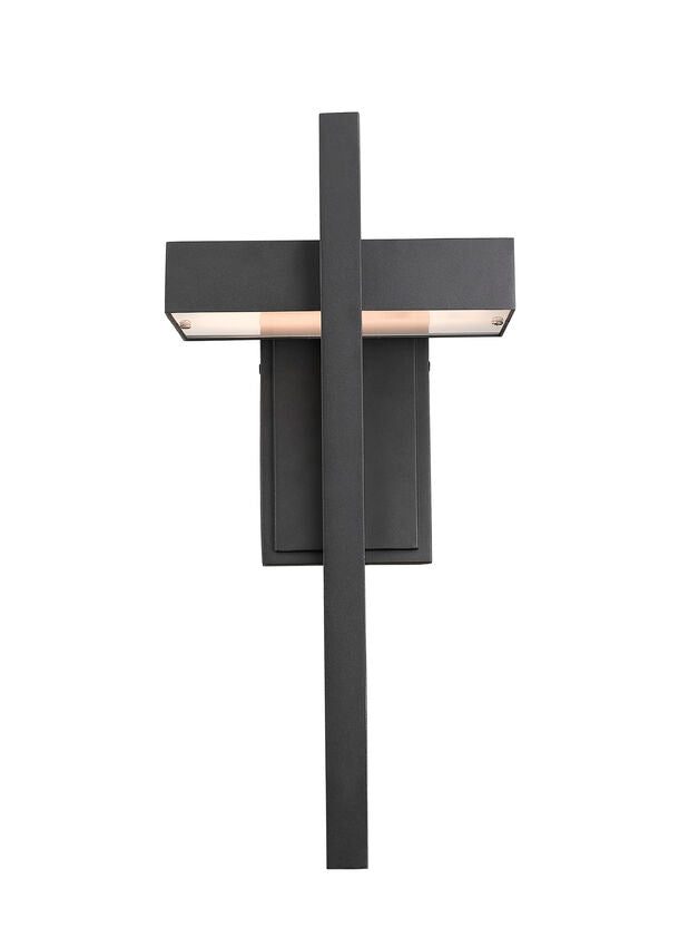 Z-Lite Luttrel 9" 1-Light LED Black Outdoor Wall Sconce With Frosted Glass Shade