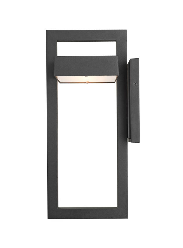 Z-Lite Luttrel 9" 1-Light LED Black Outdoor Wall Sconce With Frosted Glass Shade