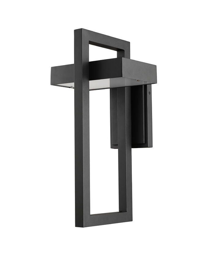 Z-Lite Luttrel 9" 1-Light LED Black Outdoor Wall Sconce With Frosted Glass Shade