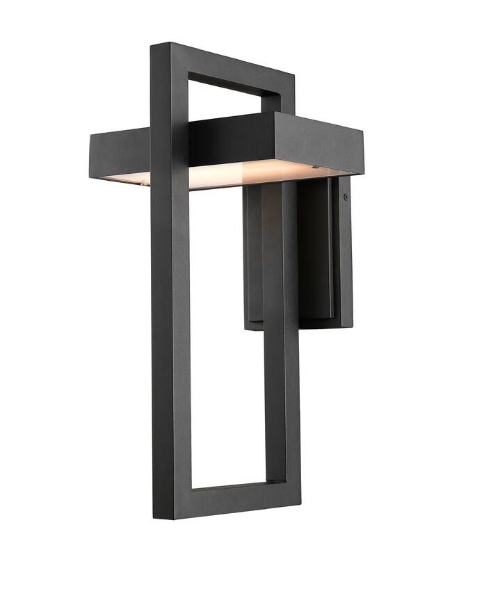 Z-Lite Luttrel 9" 1-Light LED Black Outdoor Wall Sconce With Frosted Glass Shade