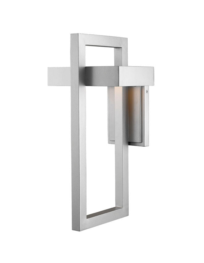 Z-Lite Luttrel 9" 1-Light LED Silver Outdoor Wall Sconce With Frosted Glass Shade