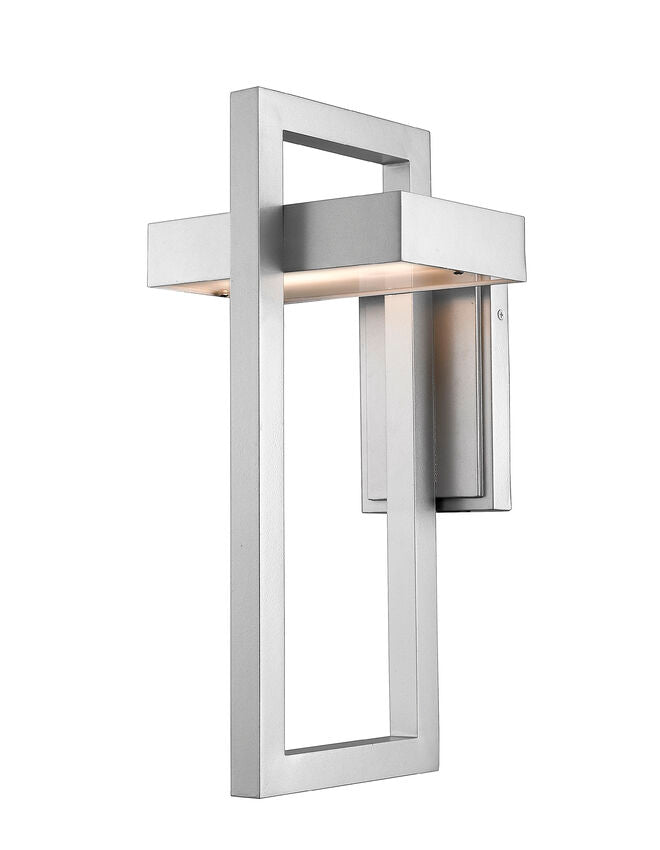 Z-Lite Luttrel 9" 1-Light LED Silver Outdoor Wall Sconce With Frosted Glass Shade