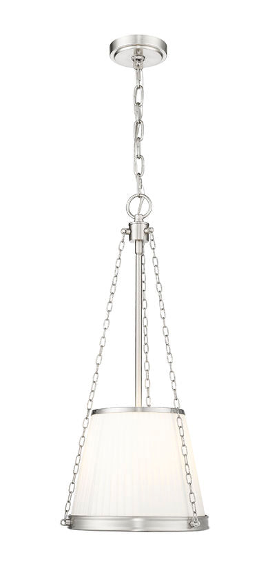 Z-Lite Madeline 12" 4-Light Candelabra Brushed Nickel Steel White Fabric Shade Pendant Lighting