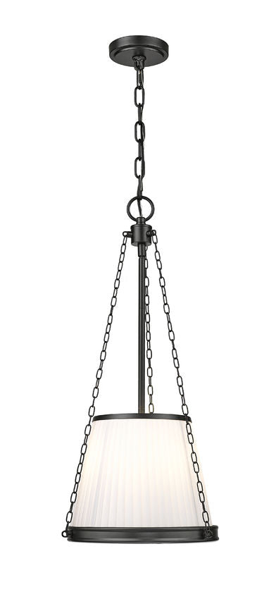 Z-Lite Madeline 12" 4-Light Candelabra Matte Black Steel White Fabric Shade Pendant Lighting