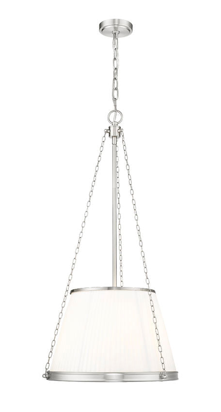 Z-Lite Madeline 18" 5-Light Candelabra Brushed Nickel Steel White Fabric Shade Pendant Lighting