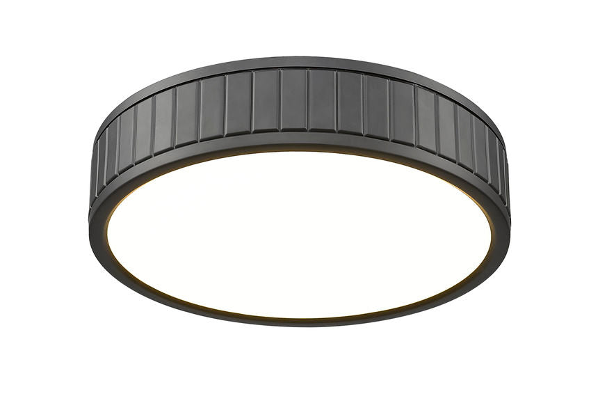 Z-Lite Madison 13" 1-Light LED Matte Black and Frosted Acrylic Shade Flush Mount Lighting