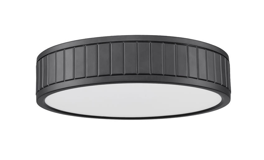 Z-Lite Madison 13" 1-Light LED Matte Black and Frosted Acrylic Shade Flush Mount Lighting