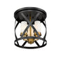 Z-Lite Malcalester 13" 3-Light Matte Black and Olde Brass Flush Mount Lighting With White Glass Shade