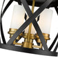 Z-Lite Malcalester 13" 3-Light Matte Black and Olde Brass Flush Mount Lighting With White Glass Shade