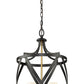 Z-Lite Malcalester 14" 3-Light Matte Black and Olde Brass Pendant Light With White Glass Shade