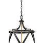 Z-Lite Malcalester 14" 3-Light Matte Black and Olde Brass Pendant Light With White Glass Shade