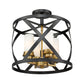 Z-Lite Malcalester 15" 4-Light Matte Black and Olde Brass Semi Flush Mount With White Glass Shade