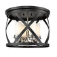 Z-Lite Malcalester 16" 4-Light Matte Black and Brushed Nickel Flush Mount Lighting With White Glass Shade