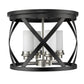 Z-Lite Malcalester 16" 4-Light Matte Black and Brushed Nickel Flush Mount Lighting With White Glass Shade