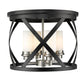 Z-Lite Malcalester 16" 4-Light Matte Black and Brushed Nickel Flush Mount Lighting With White Glass Shade