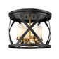 Z-Lite Malcalester 16" 4-Light Matte Black and Olde Brass Flush Mount Lighting With White Glass Shade