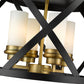 Z-Lite Malcalester 16" 4-Light Matte Black and Olde Brass Flush Mount Lighting With White Glass Shade