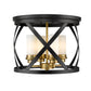 Z-Lite Malcalester 16" 4-Light Matte Black and Olde Brass Flush Mount Lighting With White Glass Shade