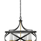 Z-Lite Malcalester 24" 6-Light Matte Black and Olde Brass Pendant Light With White Glass Shade