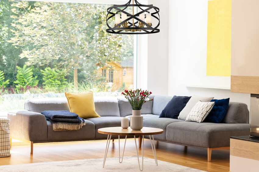 Z-Lite Malcalester 24" 6-Light Matte Black and Olde Brass Pendant Light With White Glass Shade