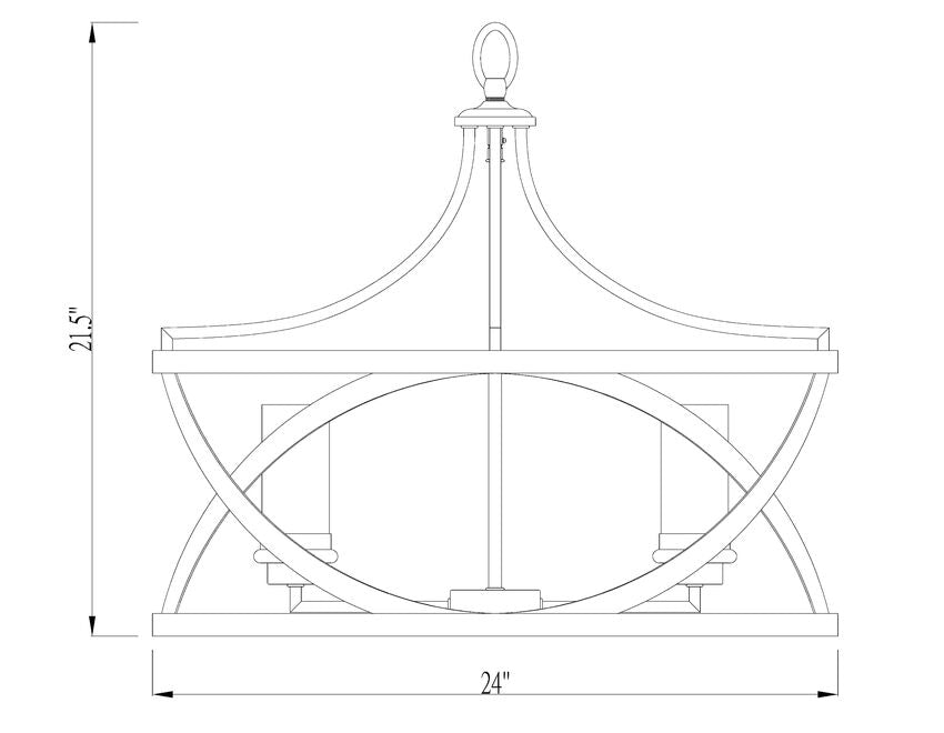 Z-Lite Malcalester 24" 6-Light Matte Black and Olde Brass Pendant Light With White Glass Shade