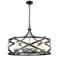 Z-Lite Malcalester 30" 8-Light Matte Black and Brushed Nickel Pendant Light With White Glass Shade