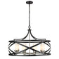Z-Lite Malcalester 30" 8-Light Matte Black and Brushed Nickel Pendant Light With White Glass Shade