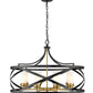 Z-Lite Malcalester 30" 8-Light Matte Black and Olde Brass Pendant Light With White Glass Shade