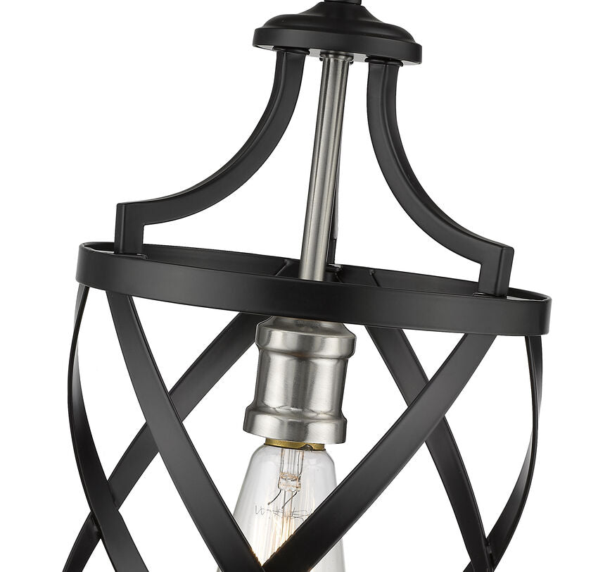 Z-Lite Malcalester 8" 1-Light Matte Black and Brushed Nickel Mini Pendant Light