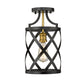 Z-Lite Malcalester 8" 1-Light Matte Black and Olde Brass Flush Mount Lighting