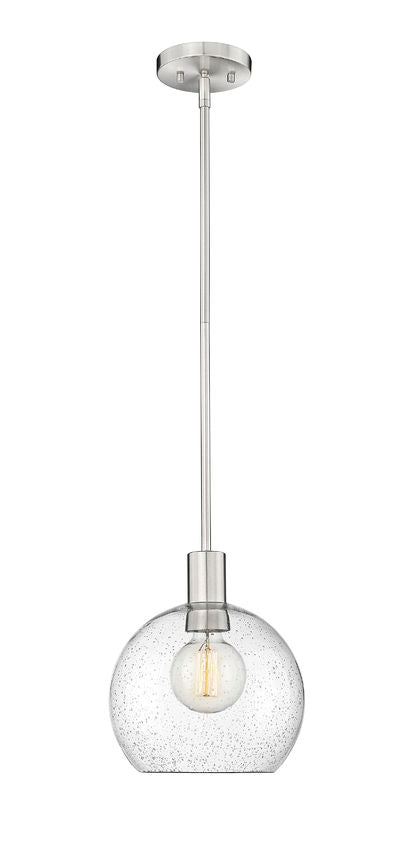 Z-Lite Margo 10" 1-Light Brushed Nickel Pendant Light With Clear Seedy Glass Shade