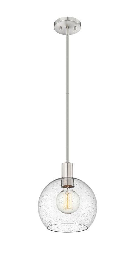 Z-Lite Margo 10" 1-Light Brushed Nickel Pendant Light With Clear Seedy Glass Shade