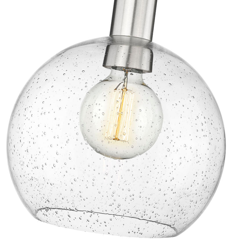 Z-Lite Margo 10" 1-Light Brushed Nickel Pendant Light With Clear Seedy Glass Shade