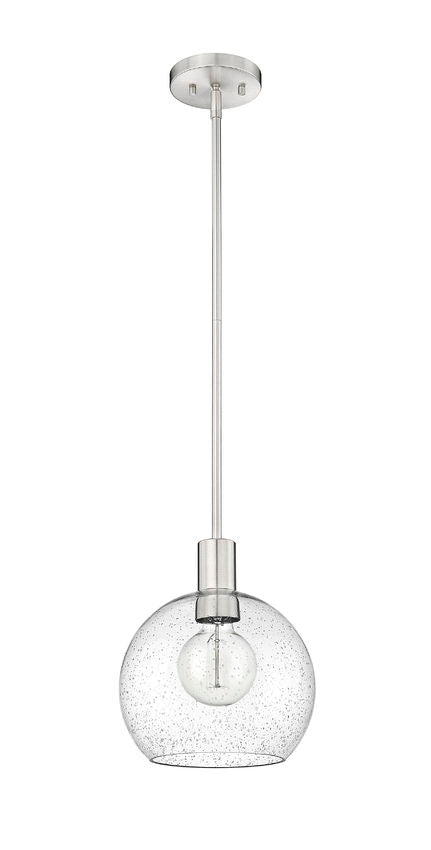 Z-Lite Margo 10" 1-Light Brushed Nickel Pendant Light With Clear Seedy Glass Shade
