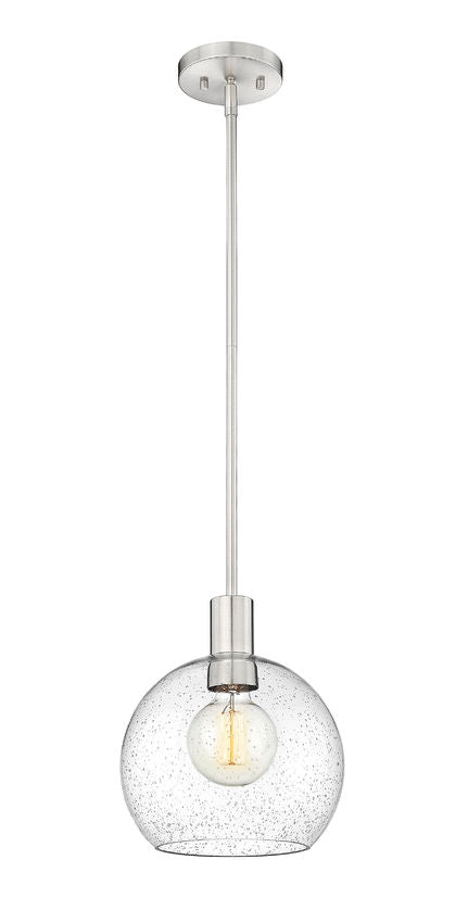 Z-Lite Margo 10" 1-Light Brushed Nickel Pendant Light With Clear Seedy Glass Shade