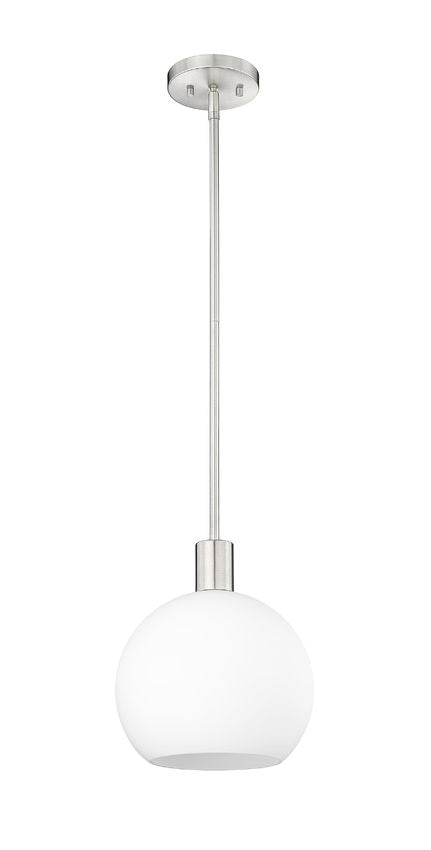 Z-Lite Margo 10" 1-Light Brushed Nickel Pendant Light With White Glass Shade