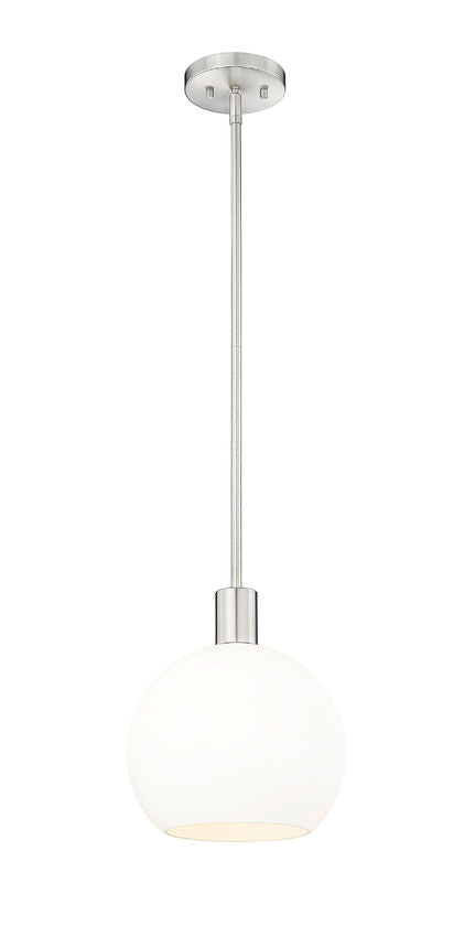 Z-Lite Margo 10" 1-Light Brushed Nickel Pendant Light With White Glass Shade