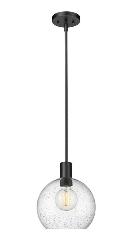 Z-Lite Margo 10" 1-Light Matte Black Pendant Light With Clear Seedy Glass Shade
