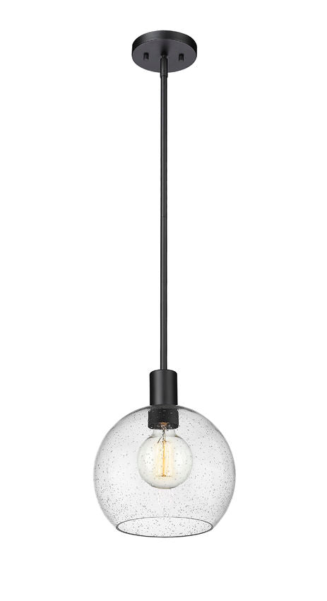 Z-Lite Margo 10" 1-Light Matte Black Pendant Light With Clear Seedy Glass Shade