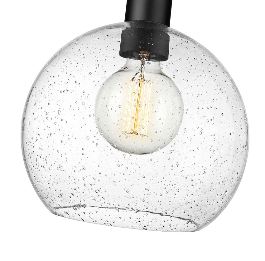 Z-Lite Margo 10" 1-Light Matte Black Pendant Light With Clear Seedy Glass Shade