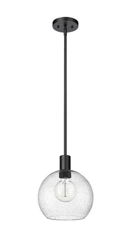 Z-Lite Margo 10" 1-Light Matte Black Pendant Light With Clear Seedy Glass Shade