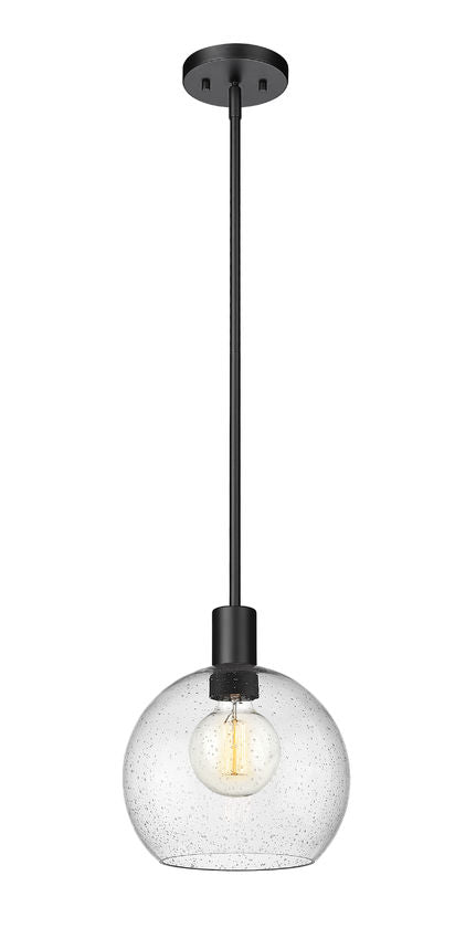 Z-Lite Margo 10" 1-Light Matte Black Pendant Light With Clear Seedy Glass Shade