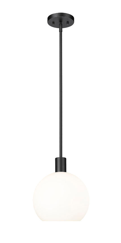 Z-Lite Margo 10" 1-Light Matte Black Pendant Light With White Glass Shade
