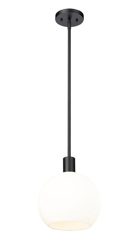 Z-Lite Margo 10" 1-Light Matte Black Pendant Light With White Glass Shade
